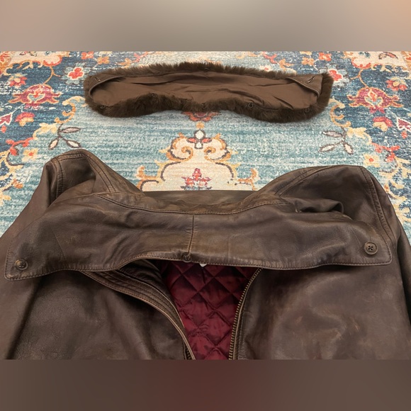 Brown Leather Bomber Jacket - Picture 11 of 11